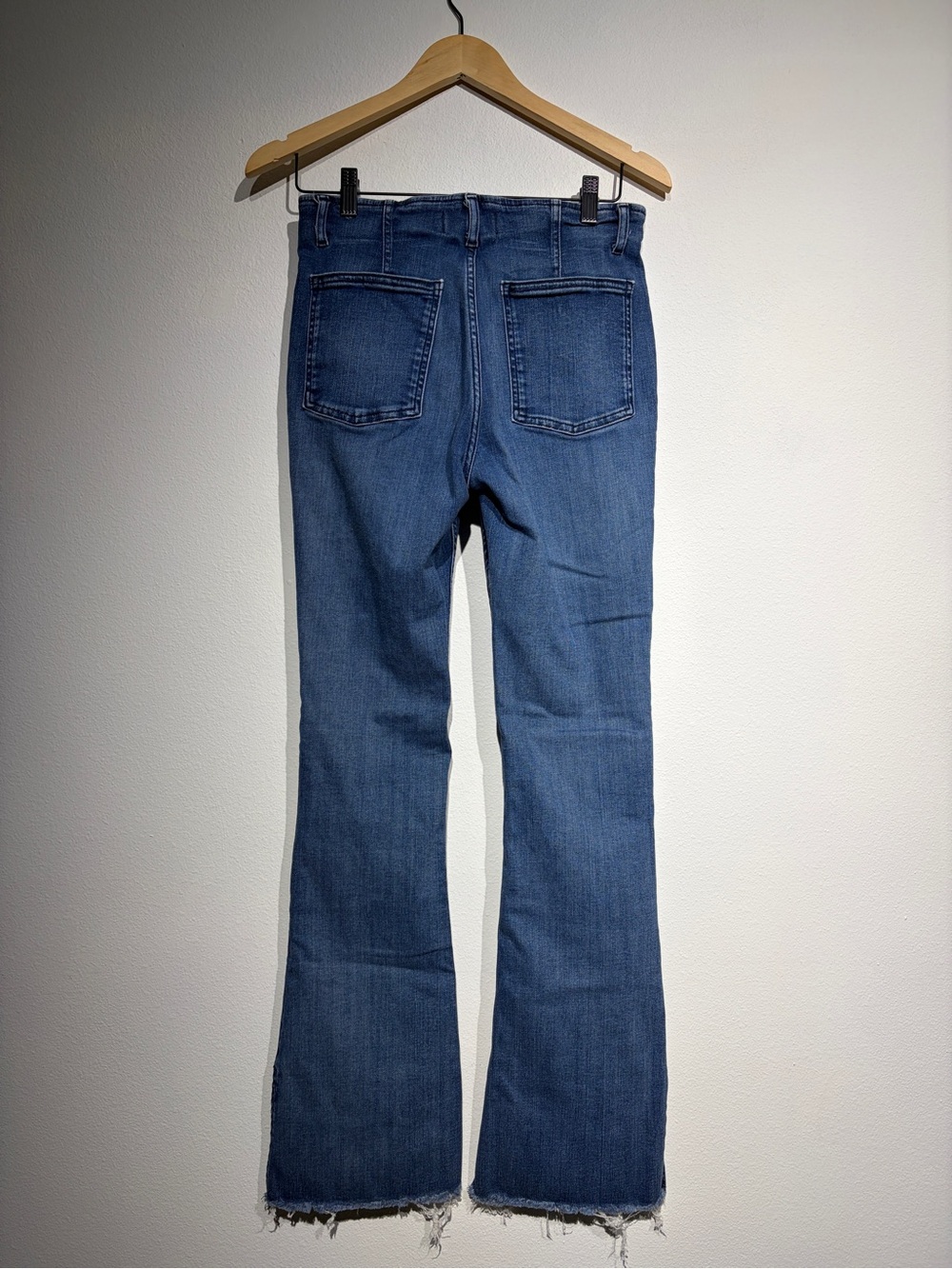Free People - We The Free Medium Blue High-Rise Flare Jeans, Raw Hem Y2K - Picture 3 of 7